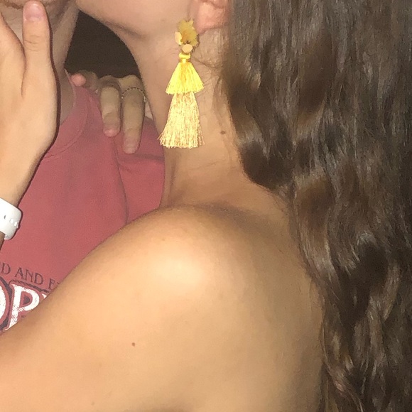 Yellow Two-Toned Fringe Earring - Picture 2 of 4